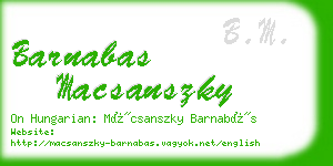 barnabas macsanszky business card